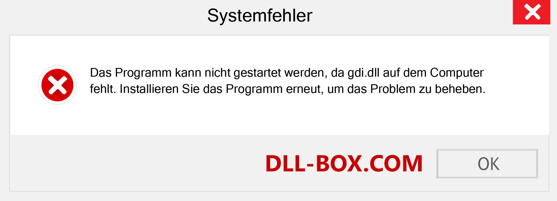 gdi.dll-Datei fehlt?. Download für Windows 7, 8, 10 - Fix gdi dll Missing Error unter Windows, Fotos, Bildern